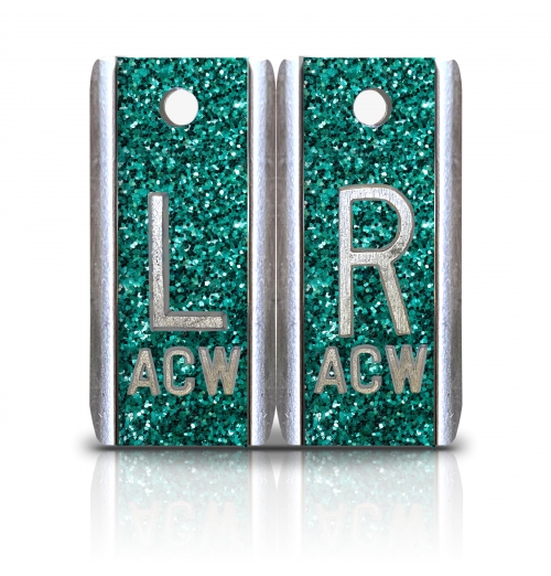 1 1/2" Height Aluminum Elite Style Lead X-ray Markers, Mint Glitter Color